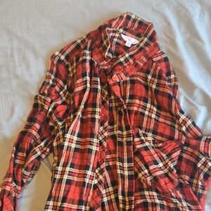 Time and Tru Red Plaid Button Down Shirt